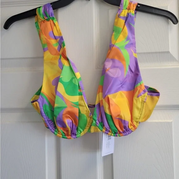 DANIELLE BERNSTEIN Underwire V neck Bra Top Bustier colorful NWT - Picture 3 of 6